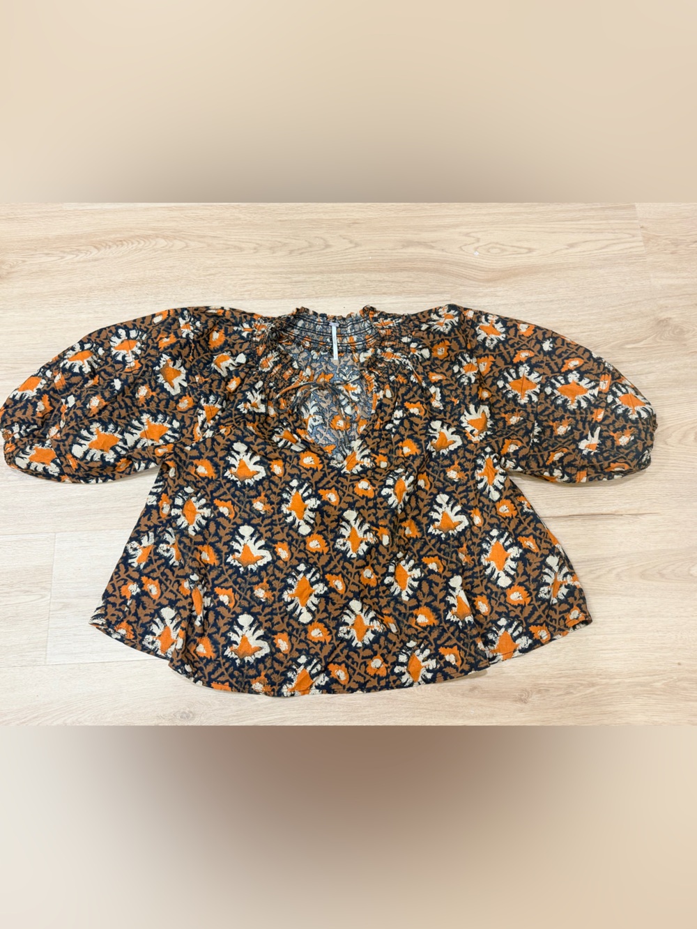 Free People Women’s Black Orange Blouse Size XS